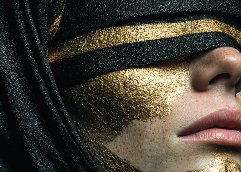 Photographer composing a shot with a professional camera at golden hour